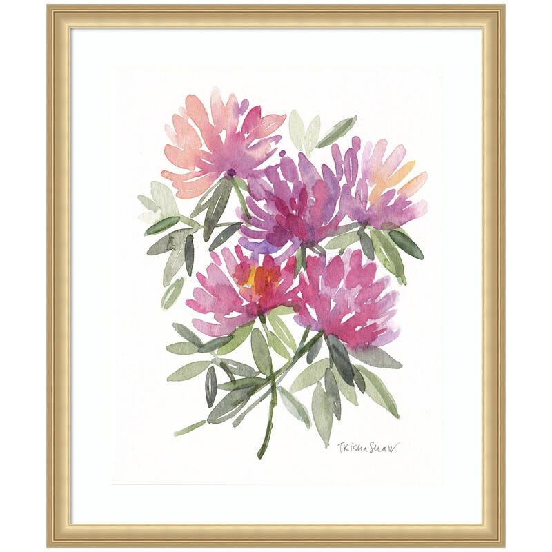 Kate and Laurel Framed Art Abstract Watercolor Pink Floral by Patricia Shaw - 22x26 - Gold