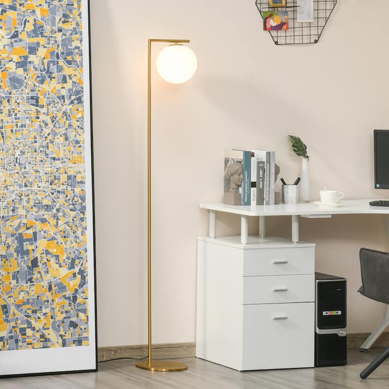HOMCOM Metal Floor Lamp, Standing Light with Adjustable Lampshade for Living Room, Bedroom, Office
