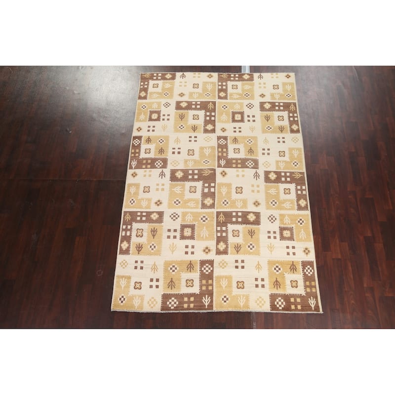 Tribal Geometric Gabbeh Kashkoli Oriental Area Rug Wool Hand-knotted - 6'4" x 9'7"