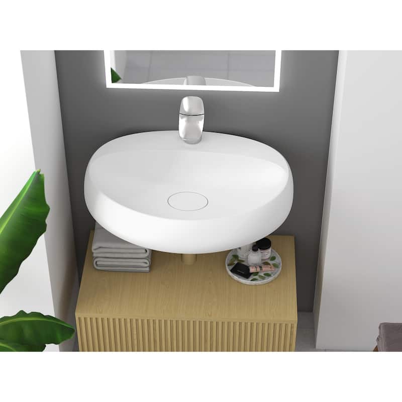 Rosaria 24" Matte White Porcelain Wall Mounted Bathroom Sink