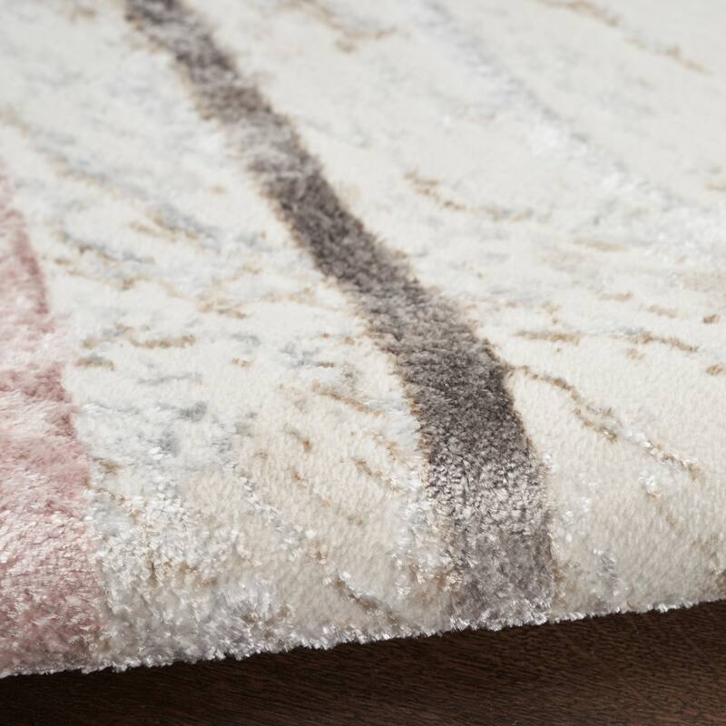 Nourison Glam Indoor Cream/Ivory Abstract Area Rug
