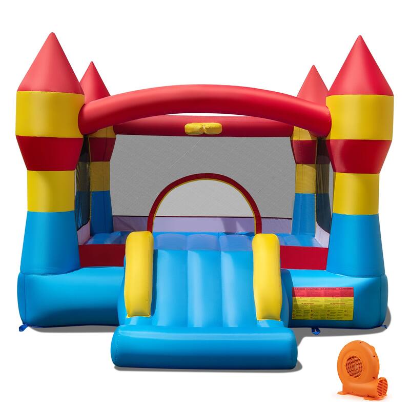 Gymax 3-in-1 Kids Bouncer w/Slide Large Jumping Area & Basketball Hoop