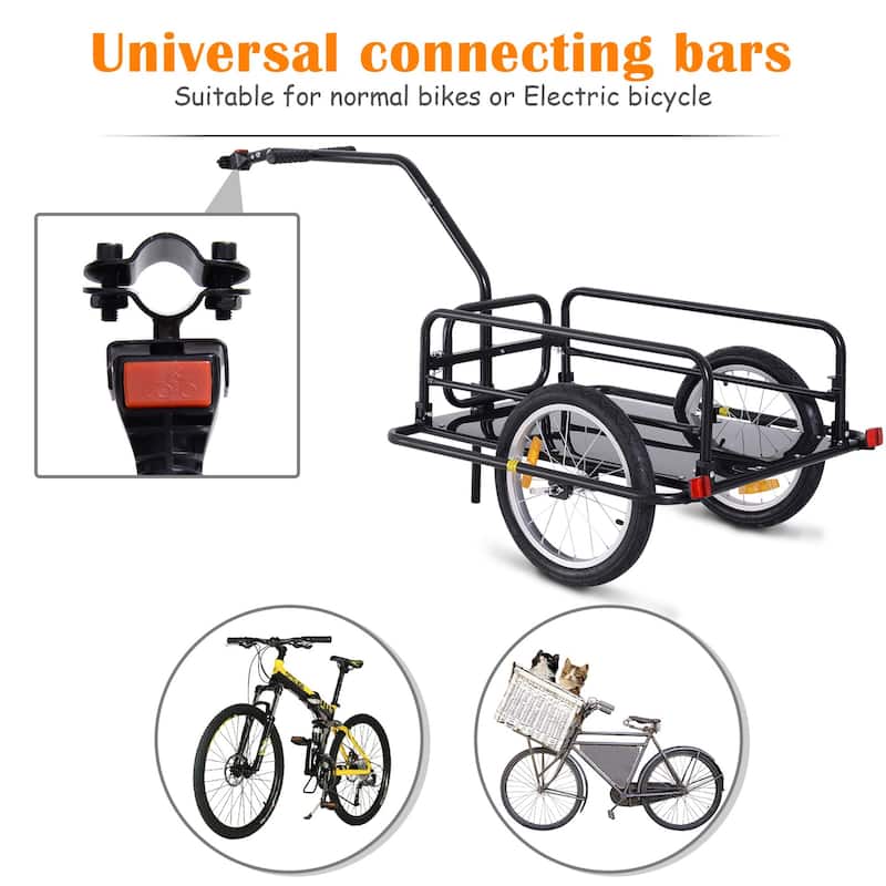 Aosom Folding Bike Cargo Trailer Cart with Seat Post Hitch
