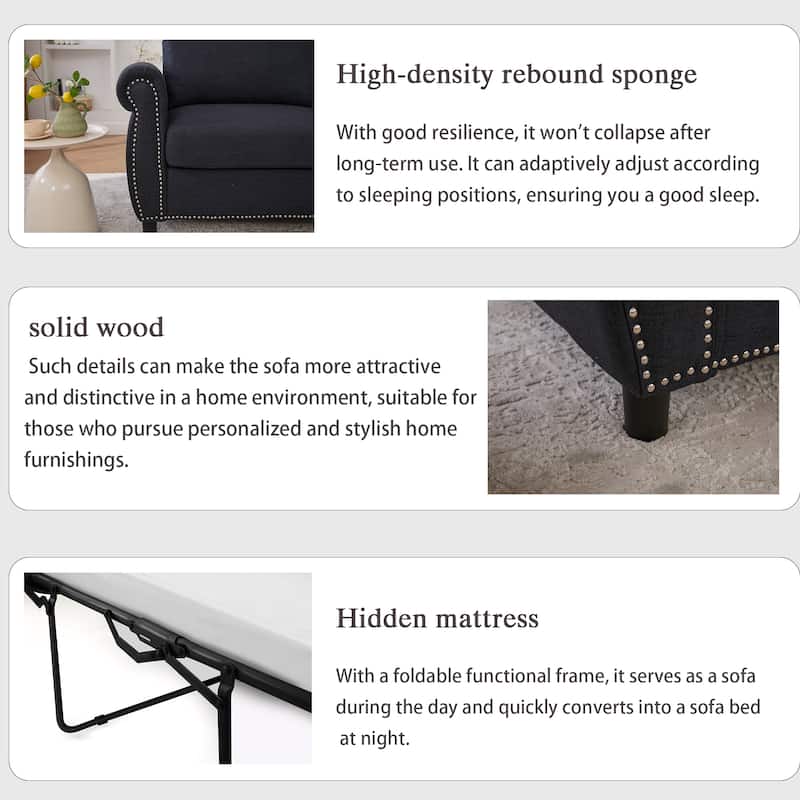 Pull Out Couch with Mattress, Sleeper Sofa Daybed, Upholstery Sectional Loveseat Convertible Sofa Bed