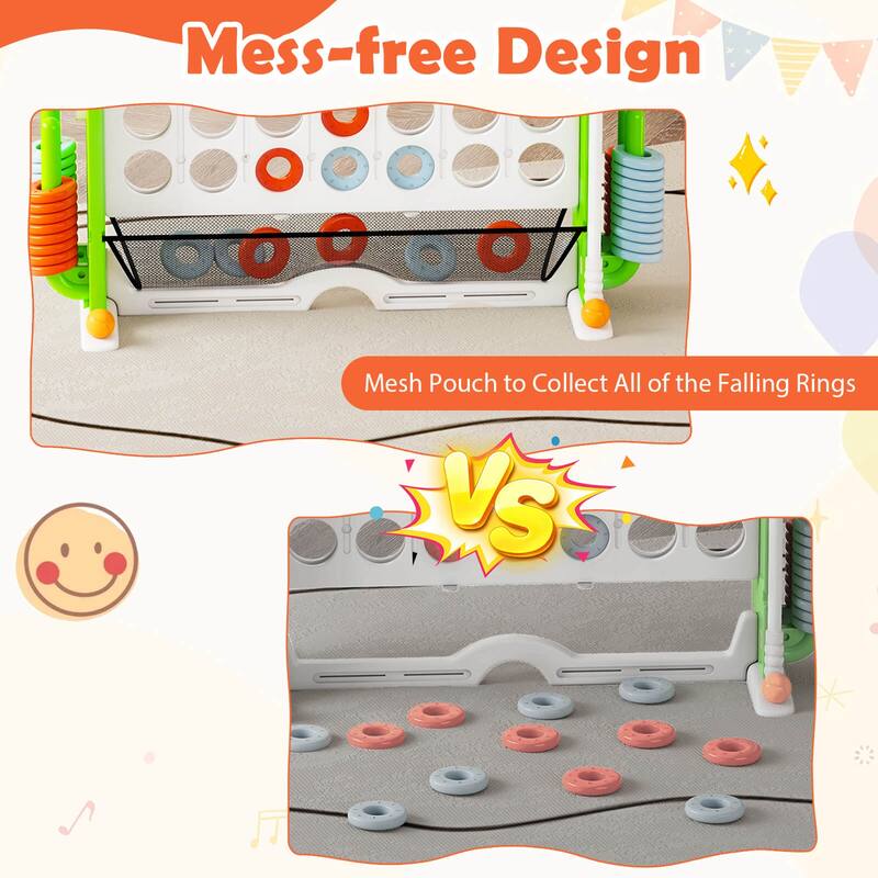 Costway Giant 4-in-a-Row Game Set with Ring-toss, Basketball Hoop, - See Details