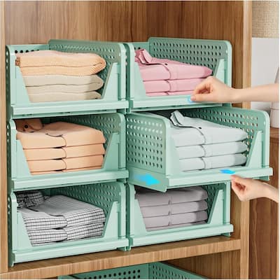 5 Pack Stackable Closet Storage Basket