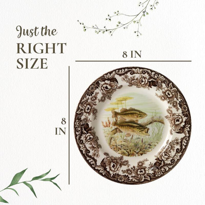 Spode Woodland Fish Motif Salad Plate