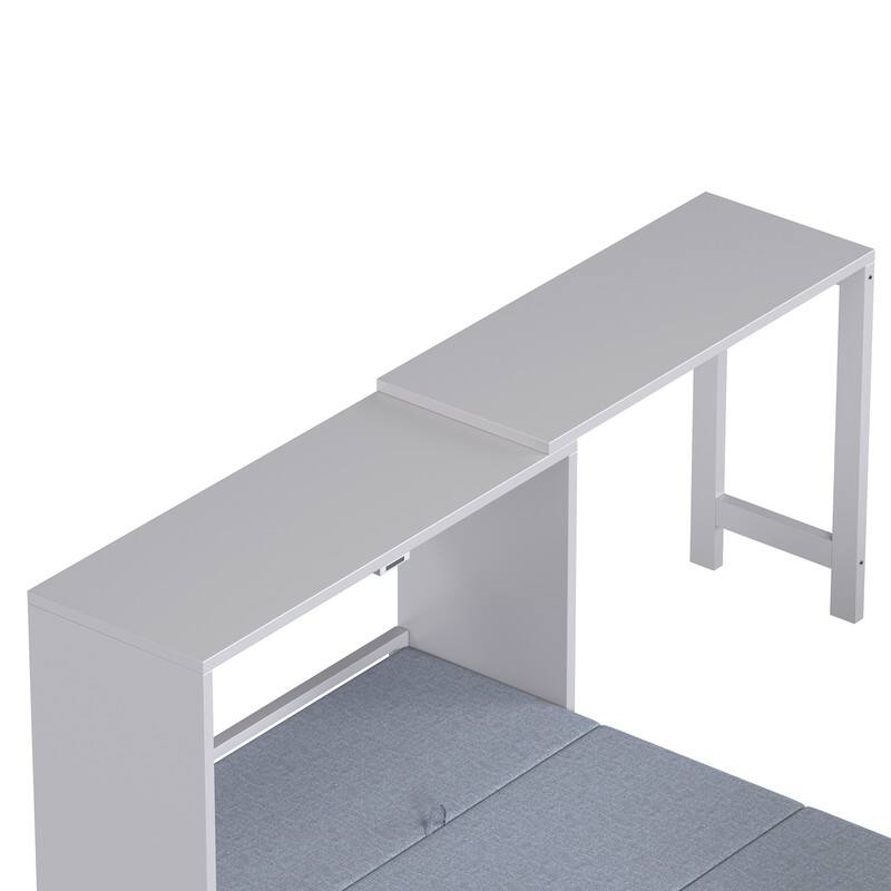 2 in 1 Murphy Bed ,Twin Size Murphy Cabinet Bed with Adjustable Position Desk, Murphy Chest Dresser Bed with Foldable Cushion