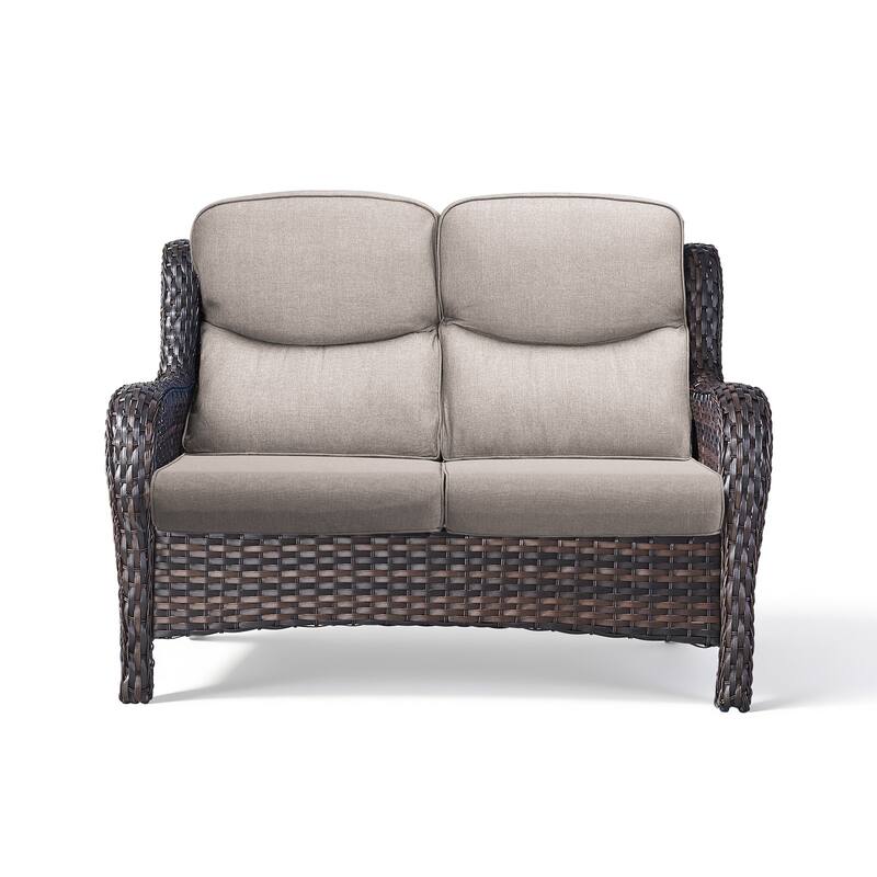 Pocassy Outdoor 2 Person Sofa Patio Loveseat with Comfy Cushions