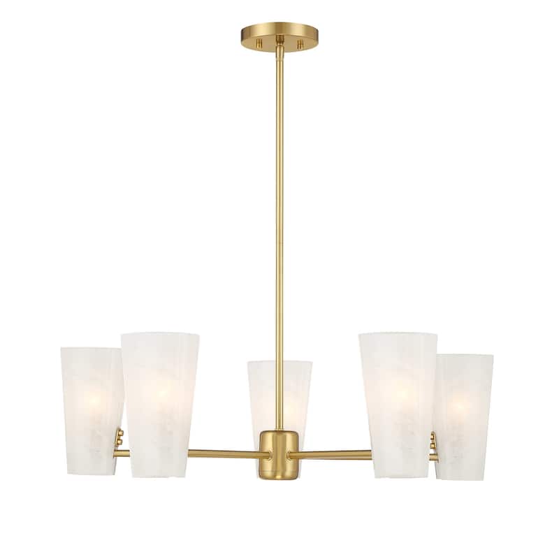 Bellevue SHCH78098 5 Light 30" Wide Chandelier with Strié Glass Shades