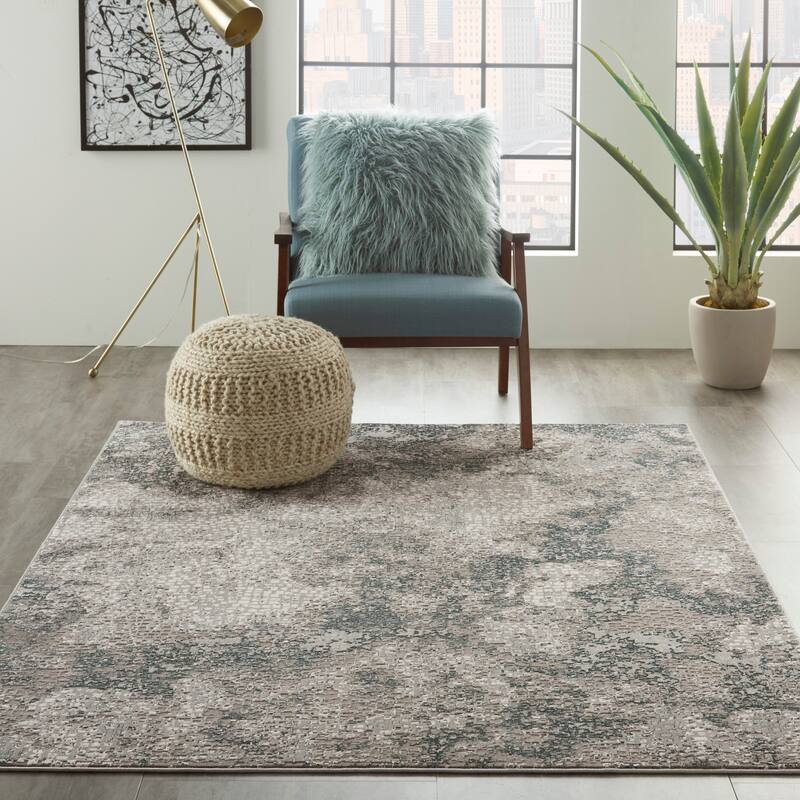 Michael Amini MA90 Uptown Abstract Area Rug - 4' x 6' - Grey