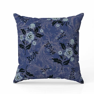 Meadow Strokes Faux Suede Reversible Throw Pillow Blue and Gray