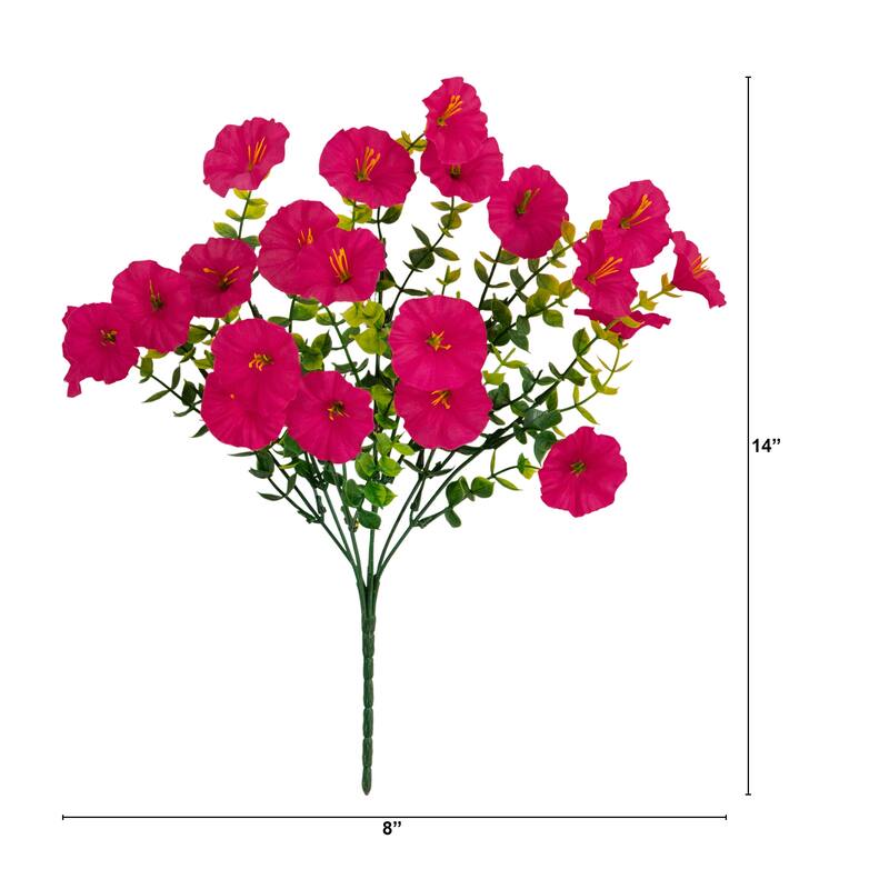 14-in UV Resistant Artificial Morning Glory Bush - Set of 12