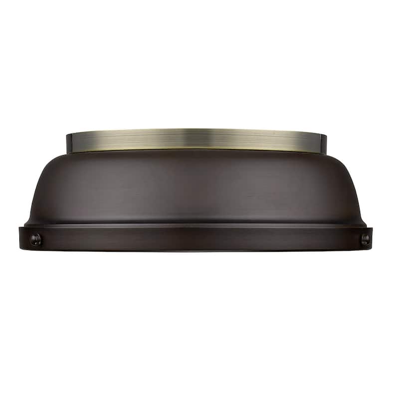 Yep by Golden Lighting Duncan 2-light Flush Mount in Aged Brass and Rubbed Bronze shade