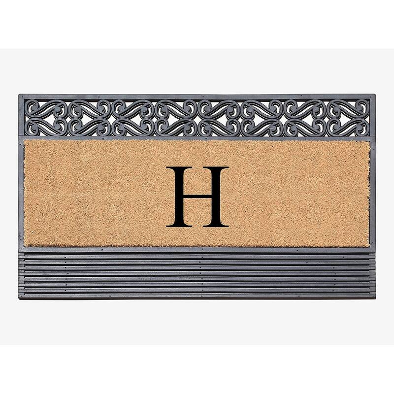 A1HC First Impression Rubber and Coir Rosewood 24" X 36", Heavy Duty Outdoor Monogrammed Doormat - Monogrammed H