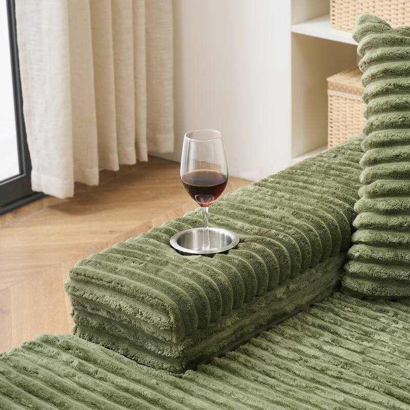 Oversized Two-Piece Couches, L Shaped Sofa, Corduroy, Right Chaise Daybed,with Armrests,Eight Throw Pillows,Corner Sofa