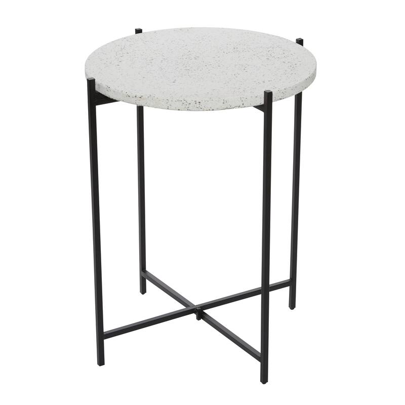 Black Terrazzo Stone Accent Table with Marble Top