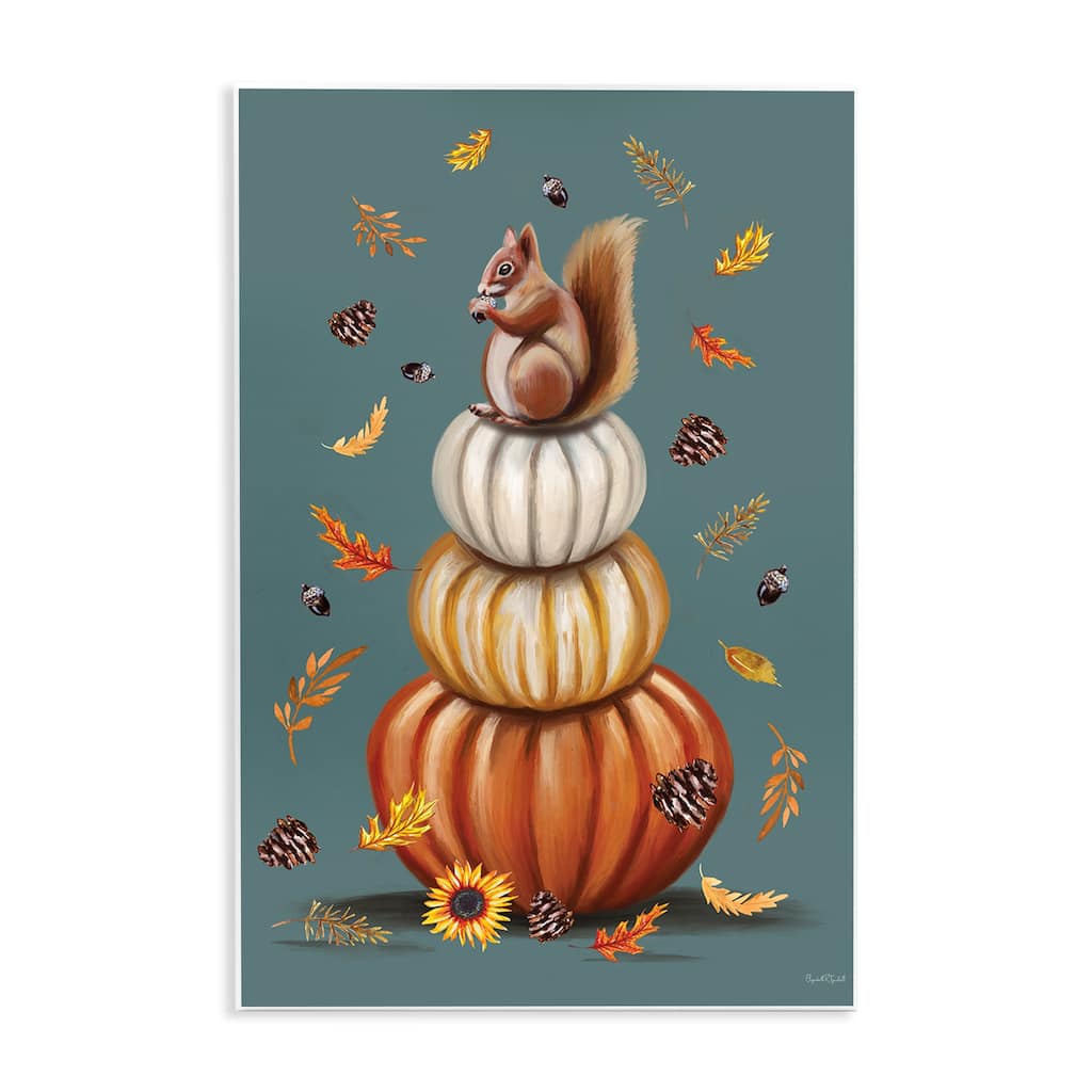 Stupell Squirrel Atop Pumpkin Stack Wall Plaque Art Design By Elizabeth Tyndall
