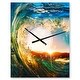 preview thumbnail 11 of 13, Designart 'Colored Ocean Waves Falling Down' Oversized Coastal Wall CLock