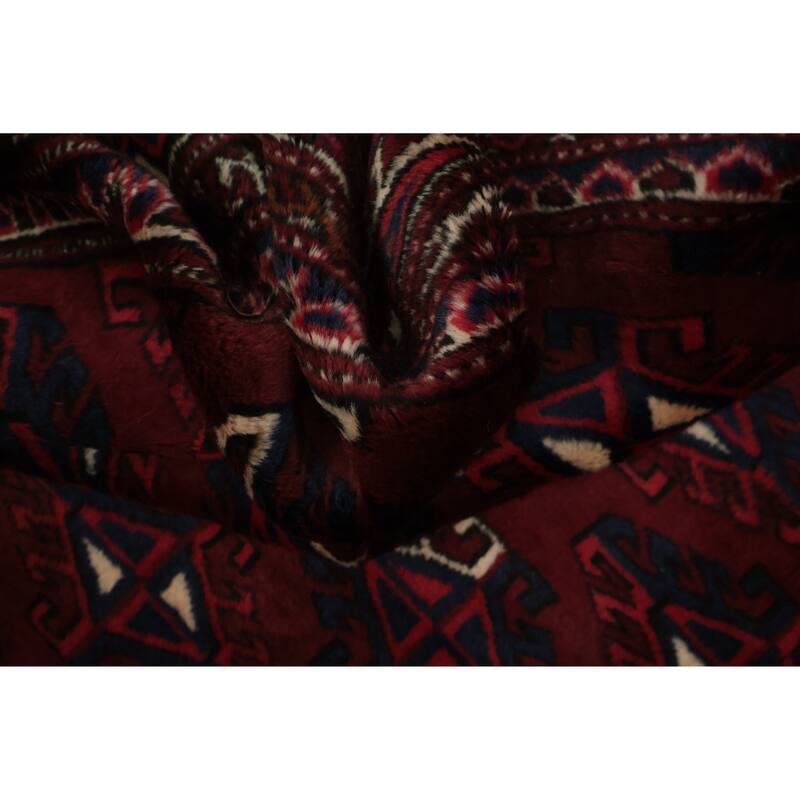Hand Knotted Oriental 100% Wool Carpet Traditional All-Over Red Turkoman Area Rug - 11' 4'' X 7' 6''