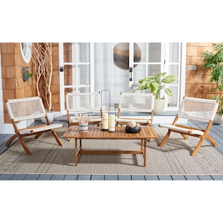 SAFAVIEH Outdoor Blaze 5-Piece Acacia Wood Coffee Set - 22"W x 45"D x 15"H