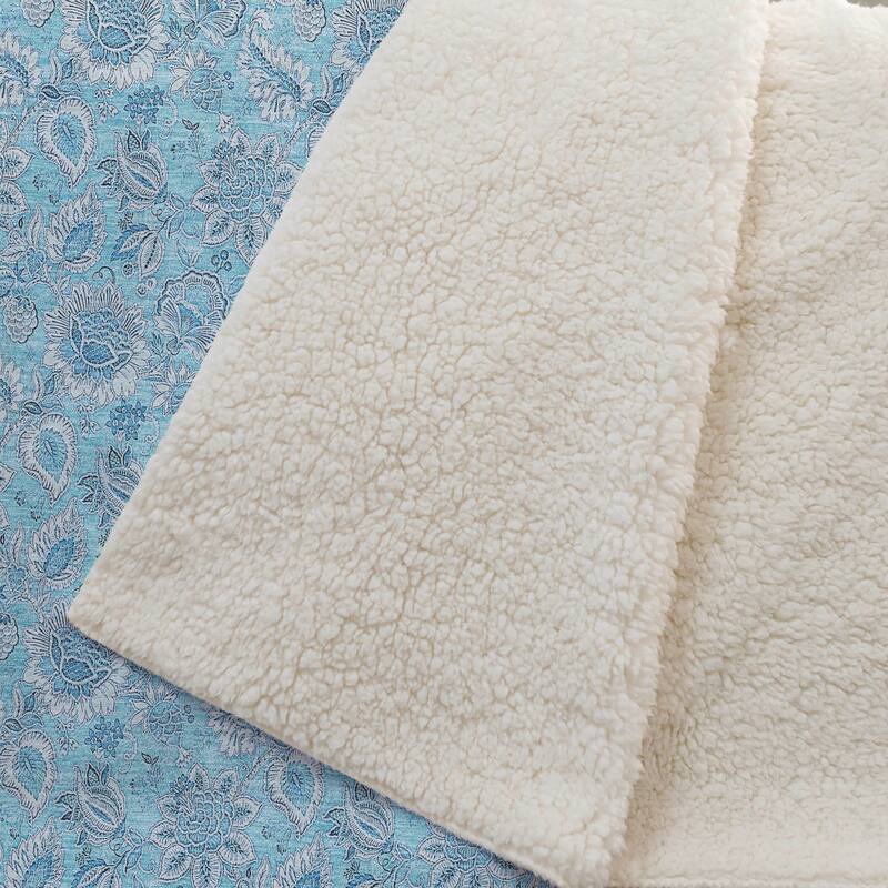 Premium Machine Washable Floral Sherpa Throw Blanket