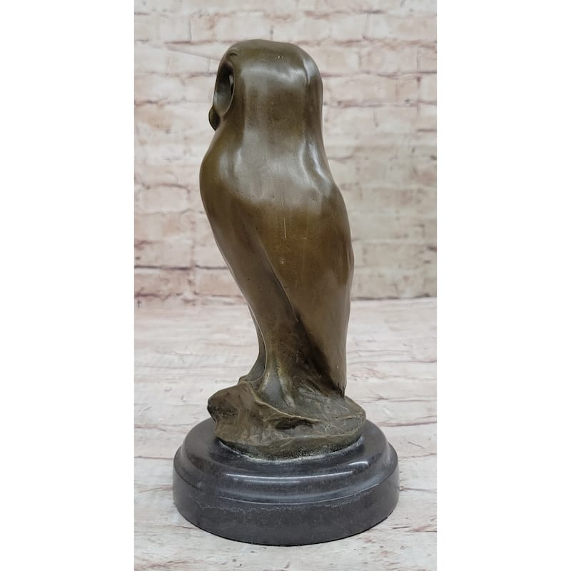 Bronze Metal Owl Bird Sculpture Statue Figure Original Art By Milo On Marble Base