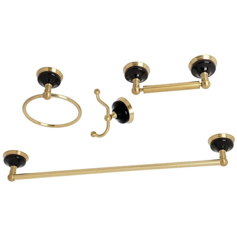 Kingston Brass Water Onyx 4 Piece Bathroom Package with 18" Towel Bar,