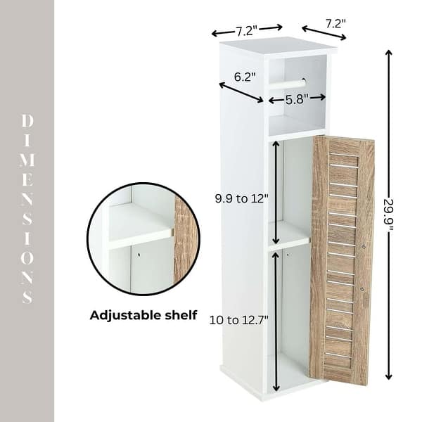 dimension image slide 0 of 4, Toilet Paper Storage Cabinet with Dispenser Toilet Organizer - 7.2'L x 7.2"W x 29.9"H