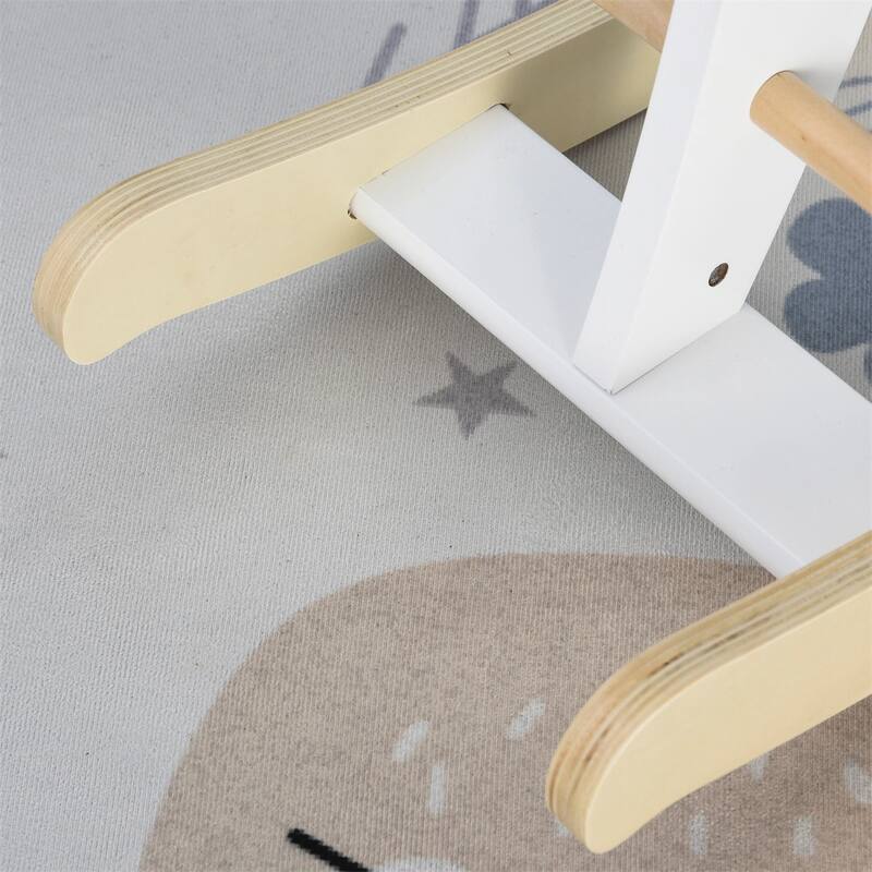 Kids Wooden Rocking Horse Toy with Pedals and Smooth Curved Rails for Toddlers Balance Training - 26.75" L x 10.5" W x 19" H
