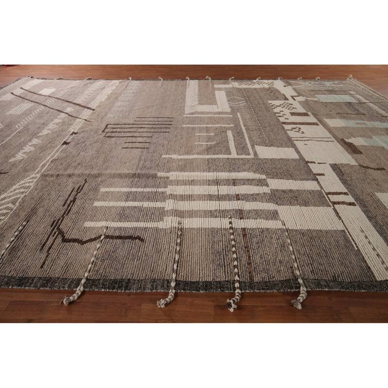 All-Over Abstract Moroccan Palace Size Rug Hand-Knotted Wool Carpet - 11'11"x 18'5"
