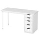 preview thumbnail 7 of 36, 47-inch Computer Desk with 5-drawer, Wood and Metal Writing Desk for Study Living Room