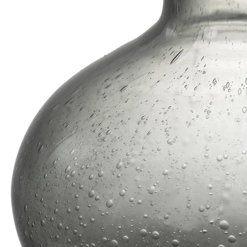 9" Light Gray Bubble Glass Round Table Vase - 8.10