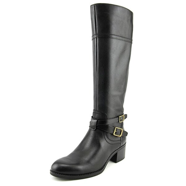 Franco Sarto Lapis Women Round Toe Leather Black Knee High Boot