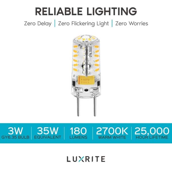 forudsigelse Oberst falme Luxrite GY6.35 LED Bulb, 12V AC/DC, 35W Equivalent, 2700K Warm White, 180  Lumens, Silicone Shatterproof (4 Pack) - On Sale - Overstock - 28958645