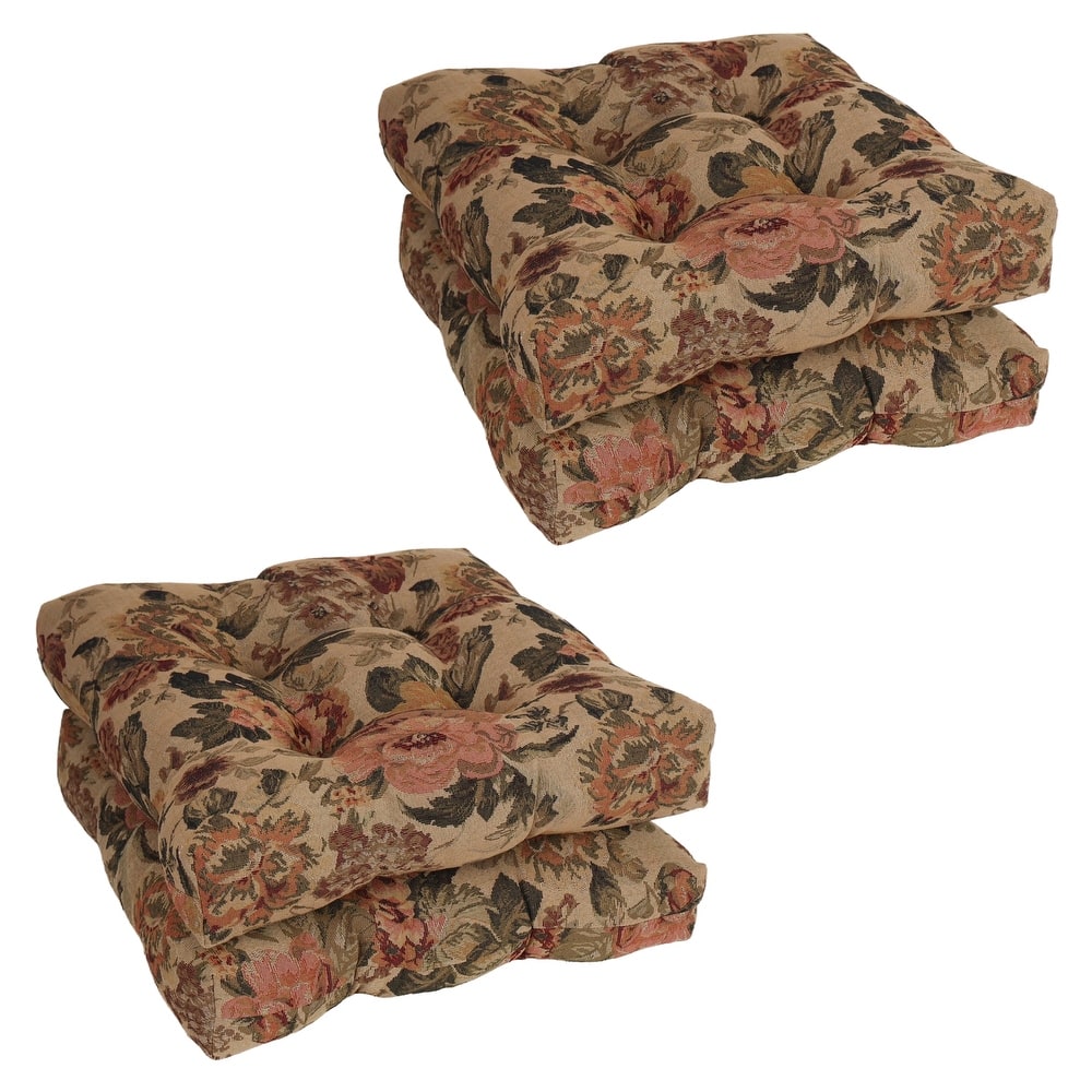 19-inch Square Tapestry Tufted Dining Chair Cushion (Multiple Patterns, Set of 1,2, or 4) - 19 x 19