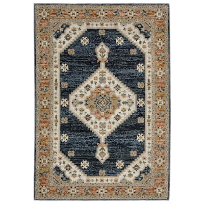 Style Haven Adalynn Center Medallion Blue/ Orange Area Rug