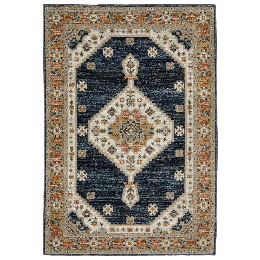 Style Haven Adalynn Center Medallion Blue/ Orange Area Rug