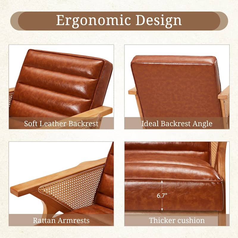 EROMMY Accent Chair, Mid Century Modern Sitting Chair with Solid Wood Frame, Armchair for Living Room Lounge Balcony