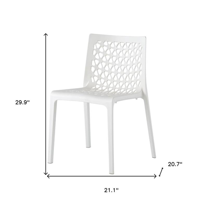 HomeRoots Set of Two White Heavy Duty Plastic Outdoor Stacking Dining Chairs