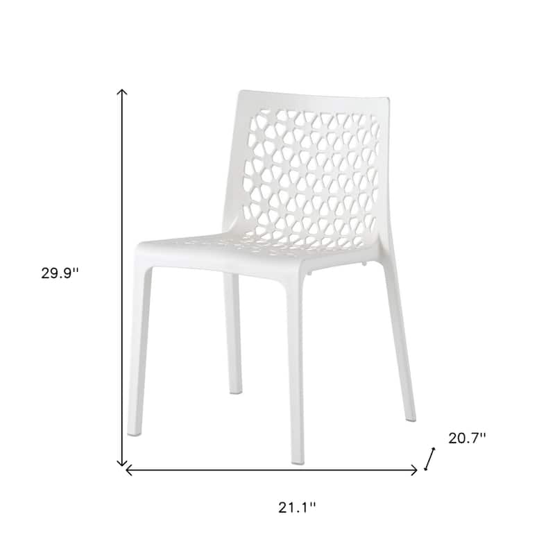 HomeRoots Set of Two White Heavy Duty Plastic Outdoor Stacking Dining Chairs