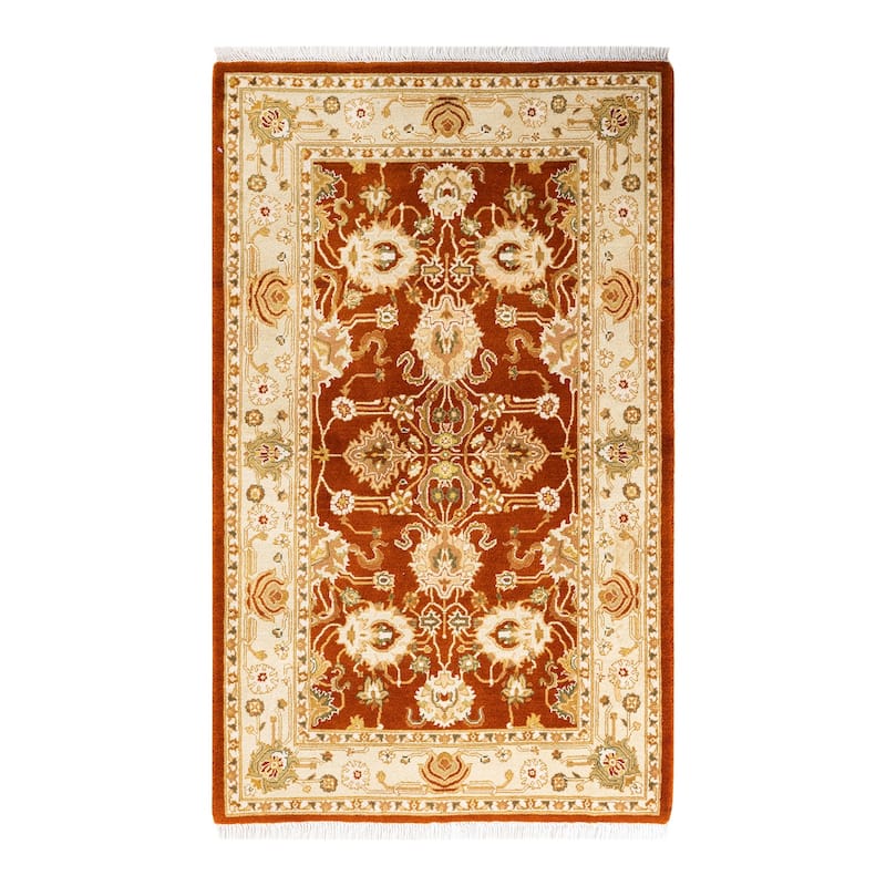 Overton Hand Knotted Wool Traditional Oriental Orange Runner - Rust - Runner