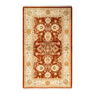 Overton Hand Knotted Wool Traditional Oriental Orange Runner