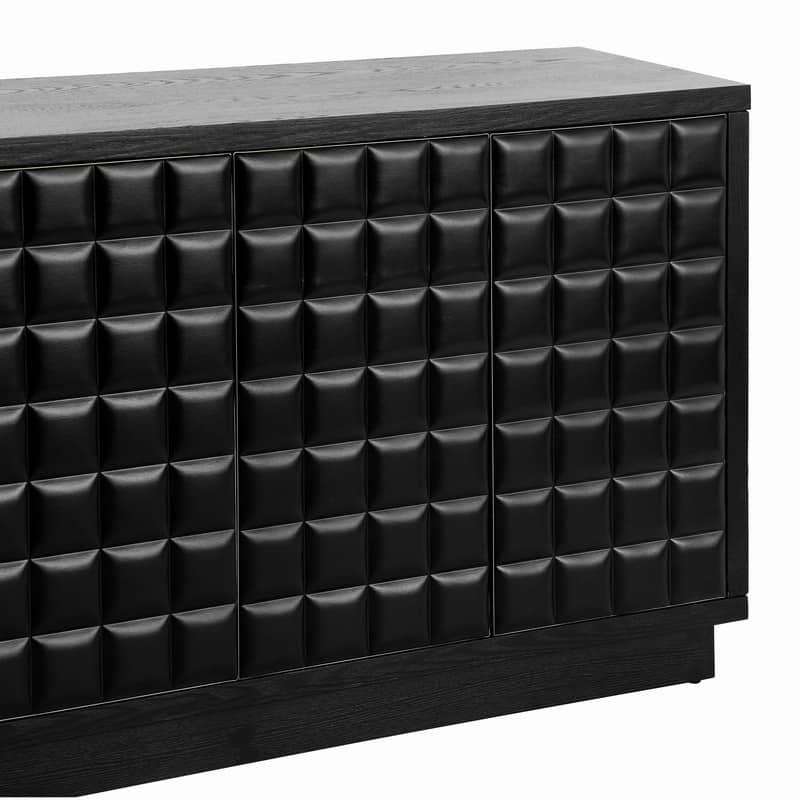 Modern 4-Door Storage Cabinet with Geometric Design and Adjustable Shelves for Home Organization