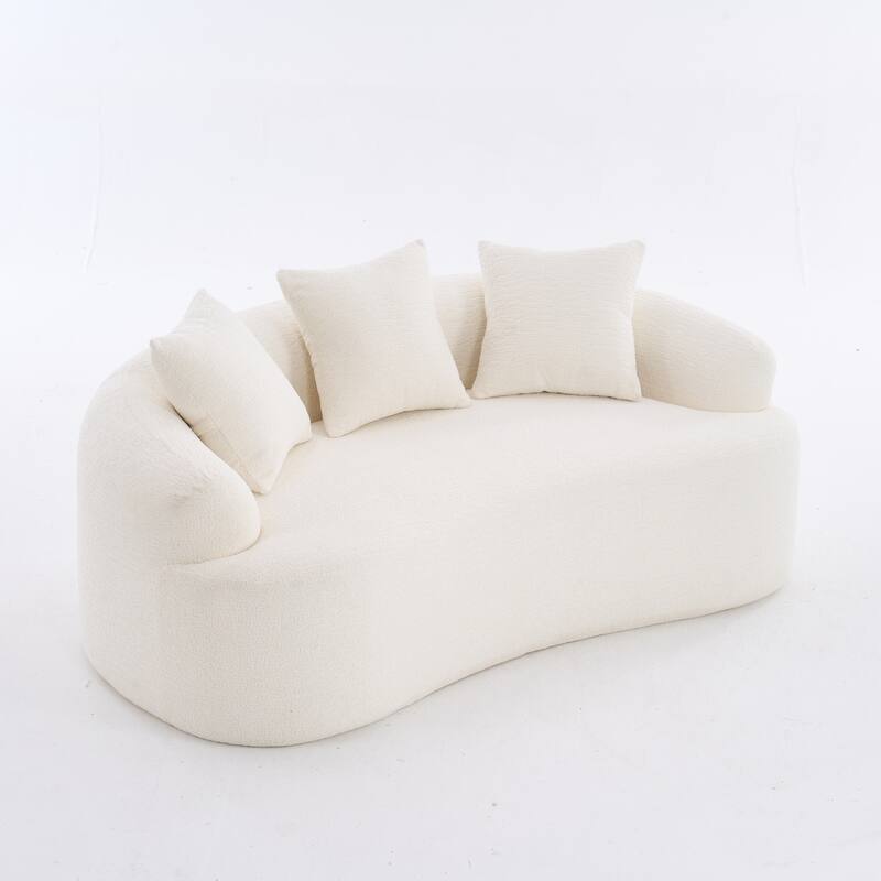2-Seater Plush Curved Sofa,Pink Chenille,Compact,No Assembly,300lbs