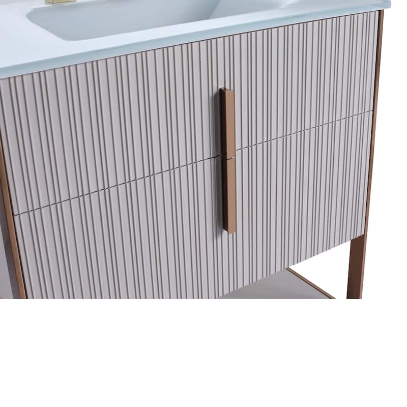 Fine Fixtures Serenity Modern Bathroom Vanity with White Glass Top