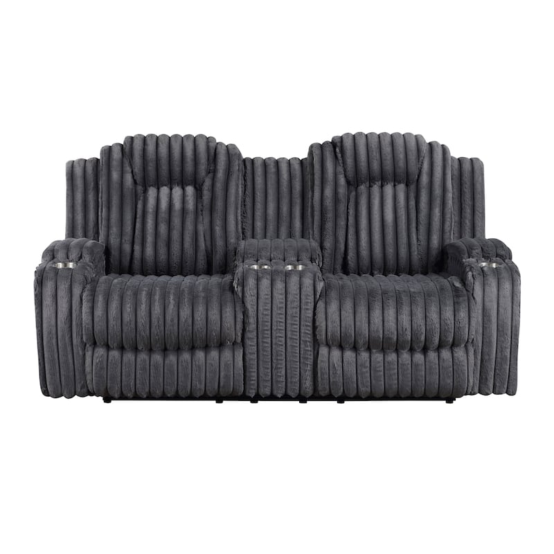 Brynda 74.5" Corduroy Manual Reclining Loveseat, Console & Cup Holders