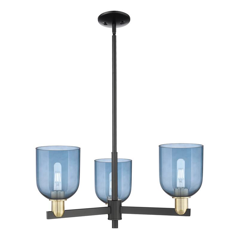 Innovations Lighting Endless Possibilities Arcadia - Bella - 3 Light 27" Stem Hung Chandelier - Blue/Black Antique Brass