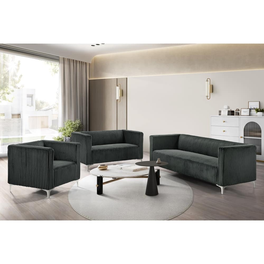 Clayfell Gavin Velvet Square Arm Chair/ Loveseat/ Sofa