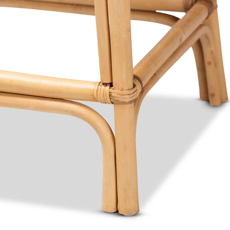Tugera Modern Bohemian Natural Brown Rattan Counter Stool